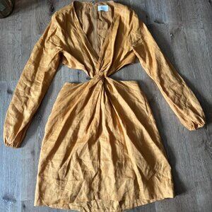 DISSH Mustard Yellow Tina Marigold Linen Mini Dress Size 6